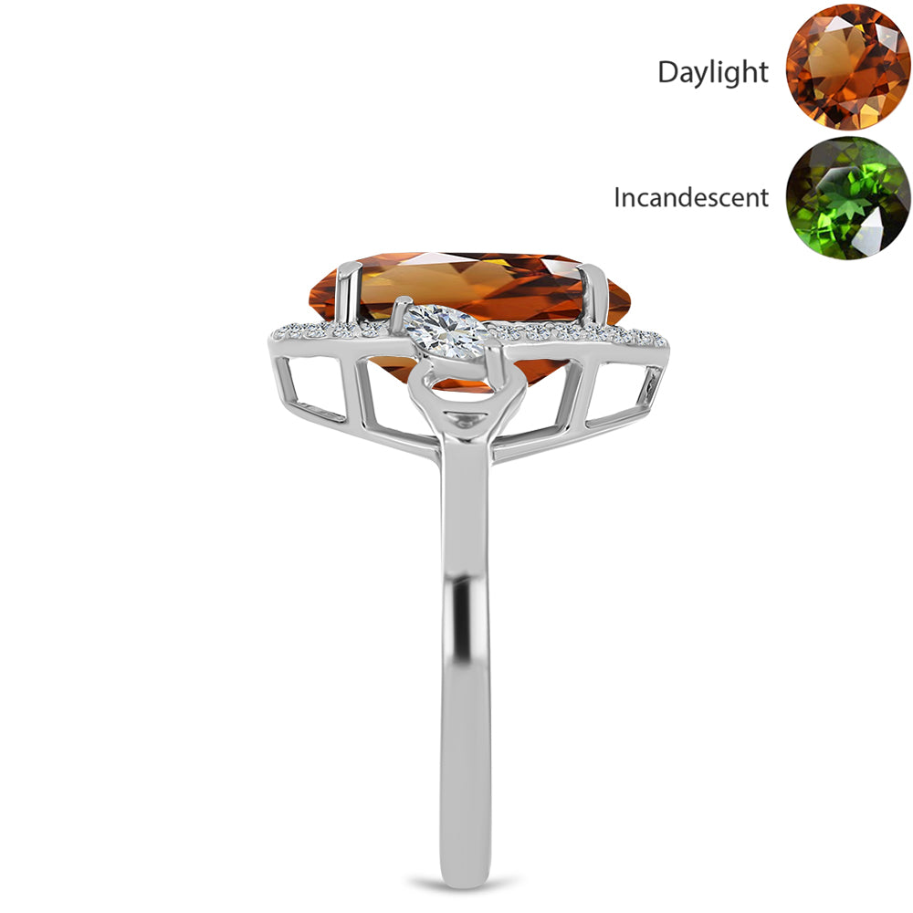 Ezüst Gyűrű Minősített laboratóriumban előállított Anatóliai Zultanit-tal és Fehér Topázzal 4 