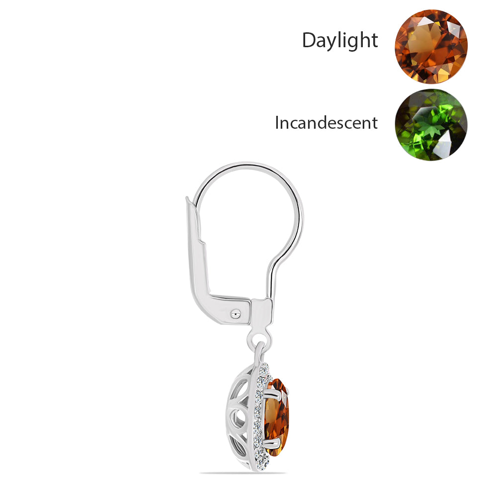 Ezüst Fülbevaló Minősített laboratóriumban előállított Anatóliai Zultanit-tal és Fehér Topázzal 2 