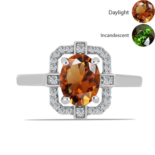 Ezüst Gyűrű Minősített laboratóriumban előállított Anatóliai Zultanit-tal és Fehér Topázzal