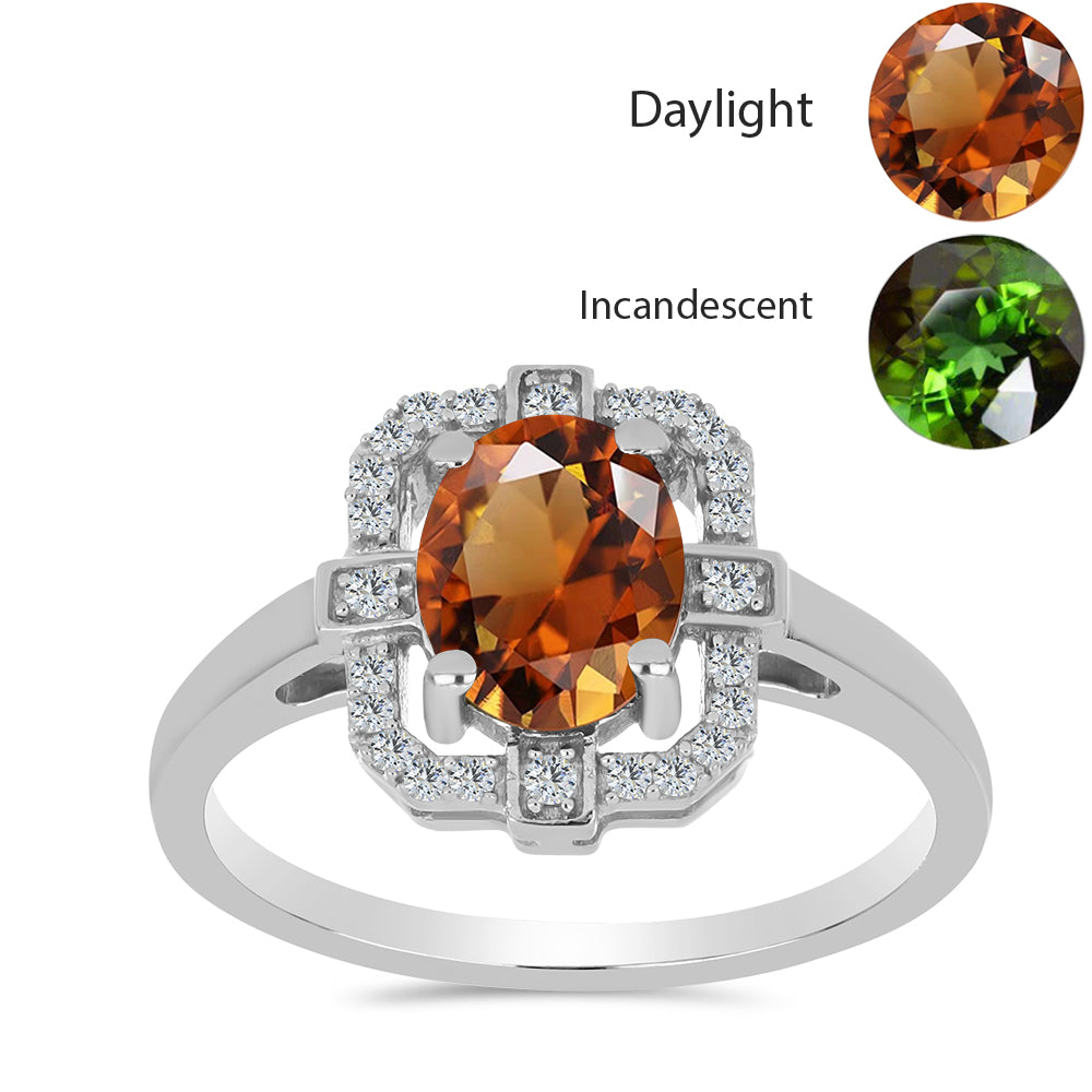 Ezüst Gyűrű Minősített laboratóriumban előállított Anatóliai Zultanit-tal és Fehér Topázzal 3 