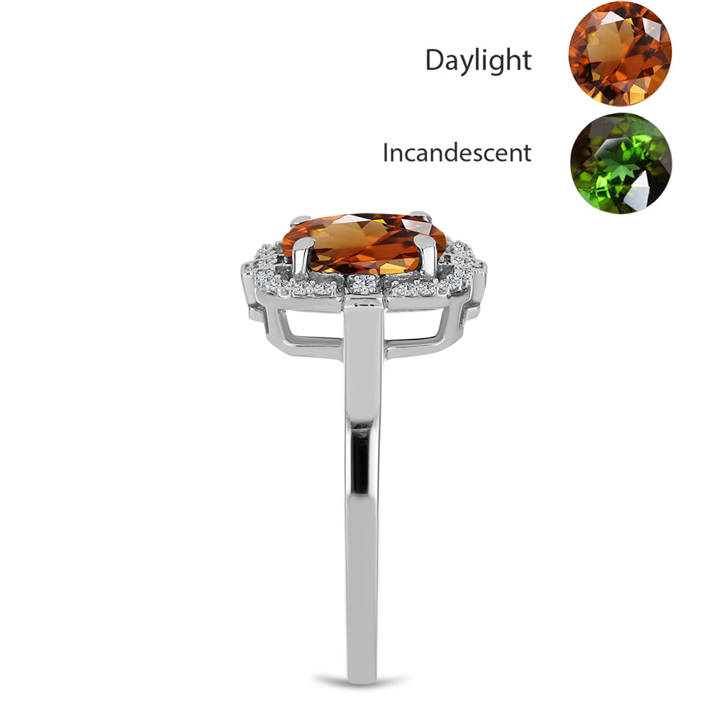 Ezüst Gyűrű Minősített laboratóriumban előállított Anatóliai Zultanit-tal és Fehér Topázzal 4 