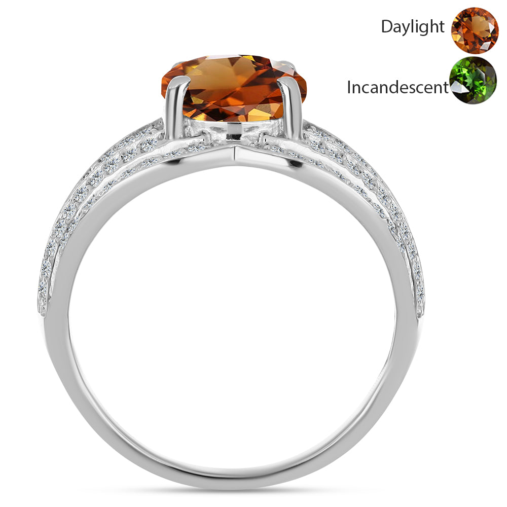 Ezüst Gyűrű Minősített laboratóriumban előállított Anatóliai Zultanit-tal és Fehér Topázzal 2 