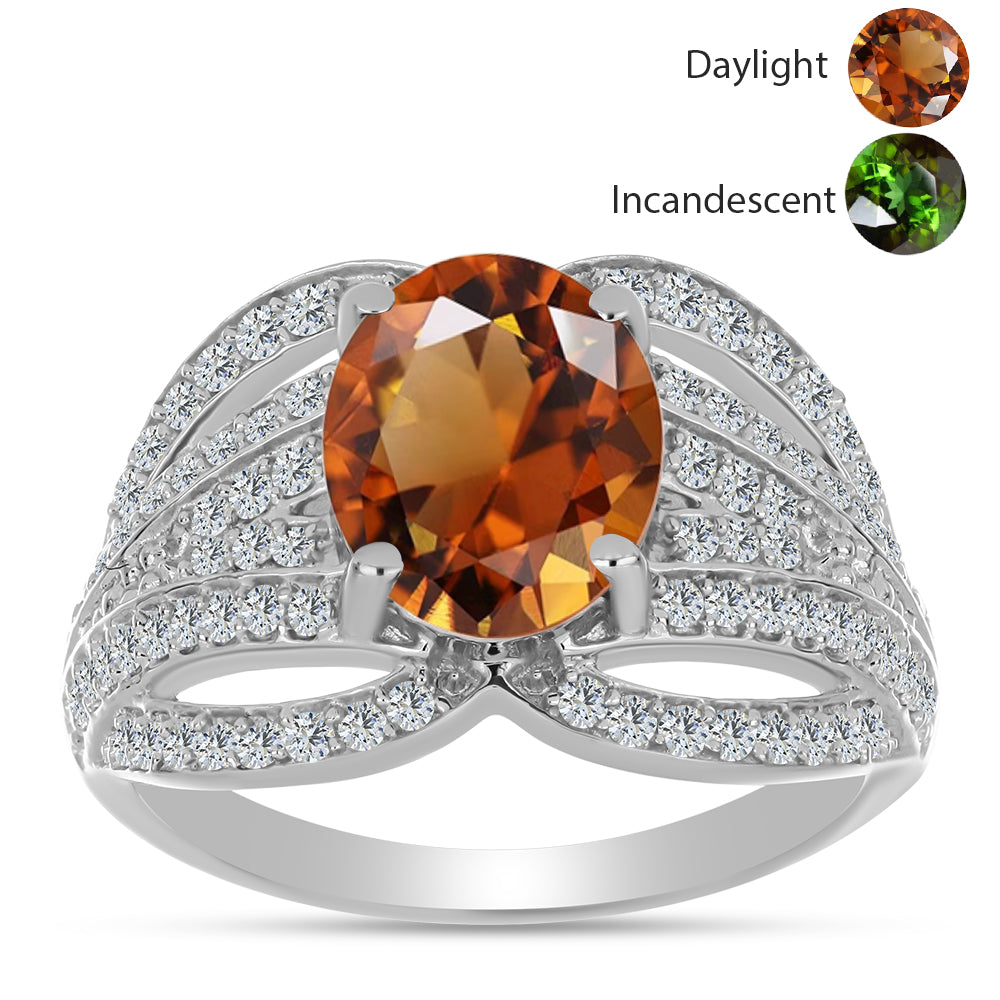 Ezüst Gyűrű Minősített laboratóriumban előállított Anatóliai Zultanit-tal és Fehér Topázzal 3 