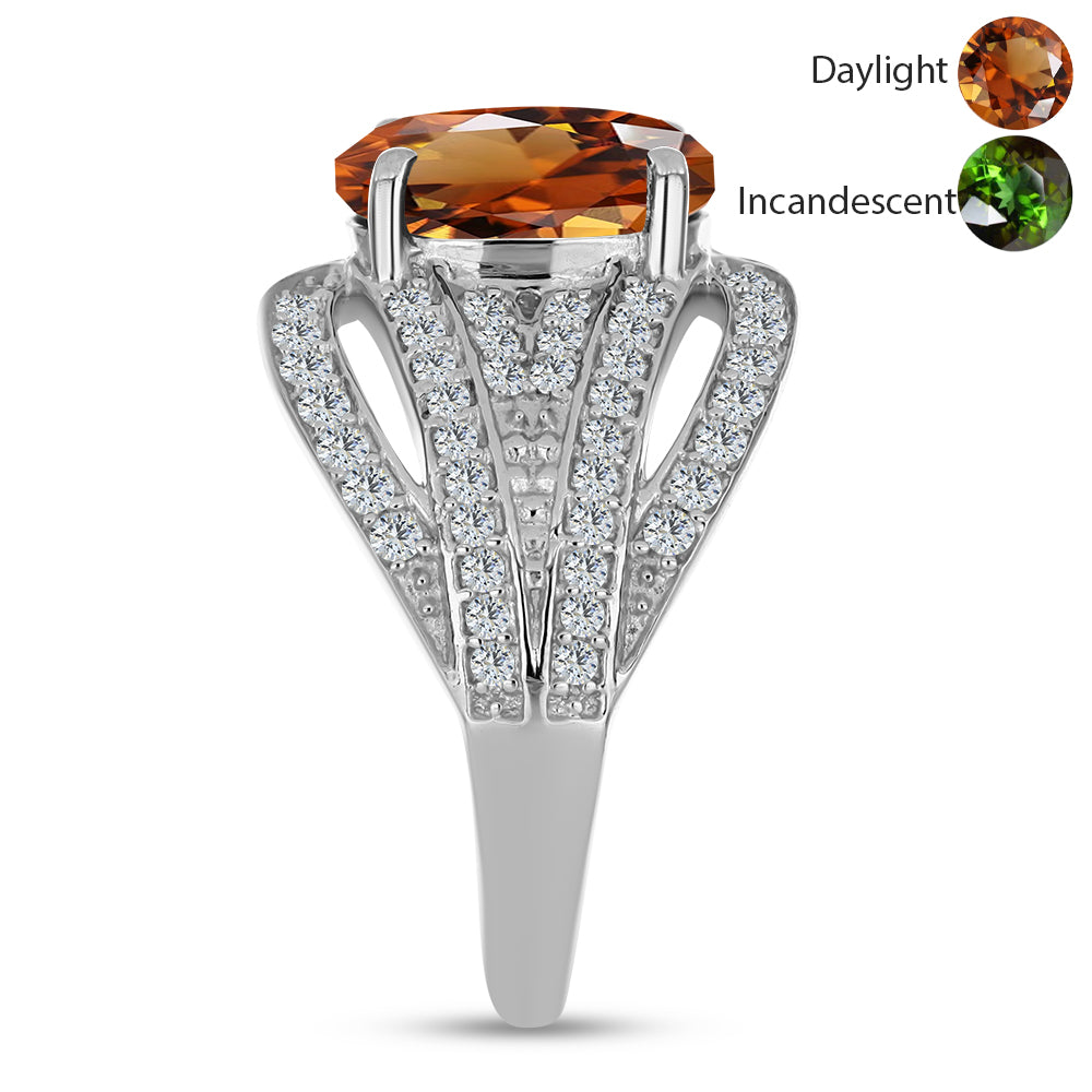 Ezüst Gyűrű Minősített laboratóriumban előállított Anatóliai Zultanit-tal és Fehér Topázzal 4 