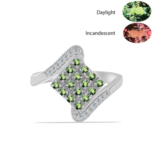 Ezüst Gyűrű Természetes Alexandrittal és Fehér Topázzal