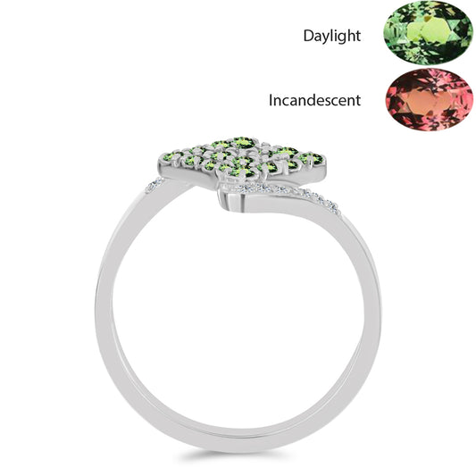 Ezüst Gyűrű Természetes Alexandrittal és Fehér Topázzal