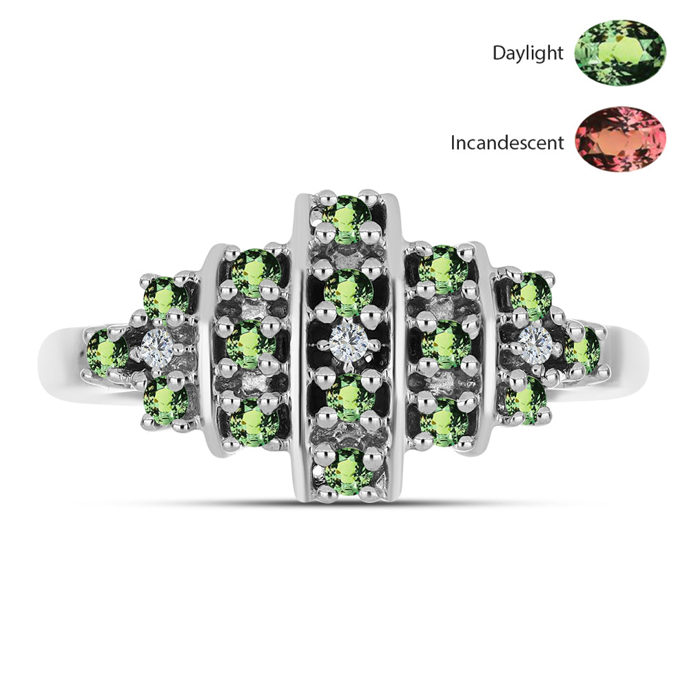 Ezüst Gyűrű Természetes Alexandrittal és Fehér Topázzal 1 