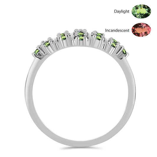 Ezüst Gyűrű Természetes Alexandrittal és Fehér Topázzal