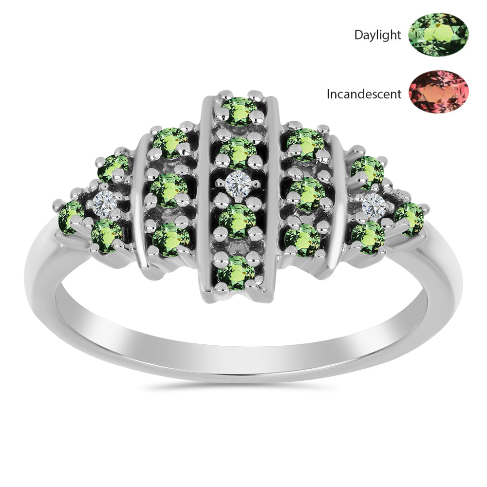 Ezüst Gyűrű Természetes Alexandrittal és Fehér Topázzal