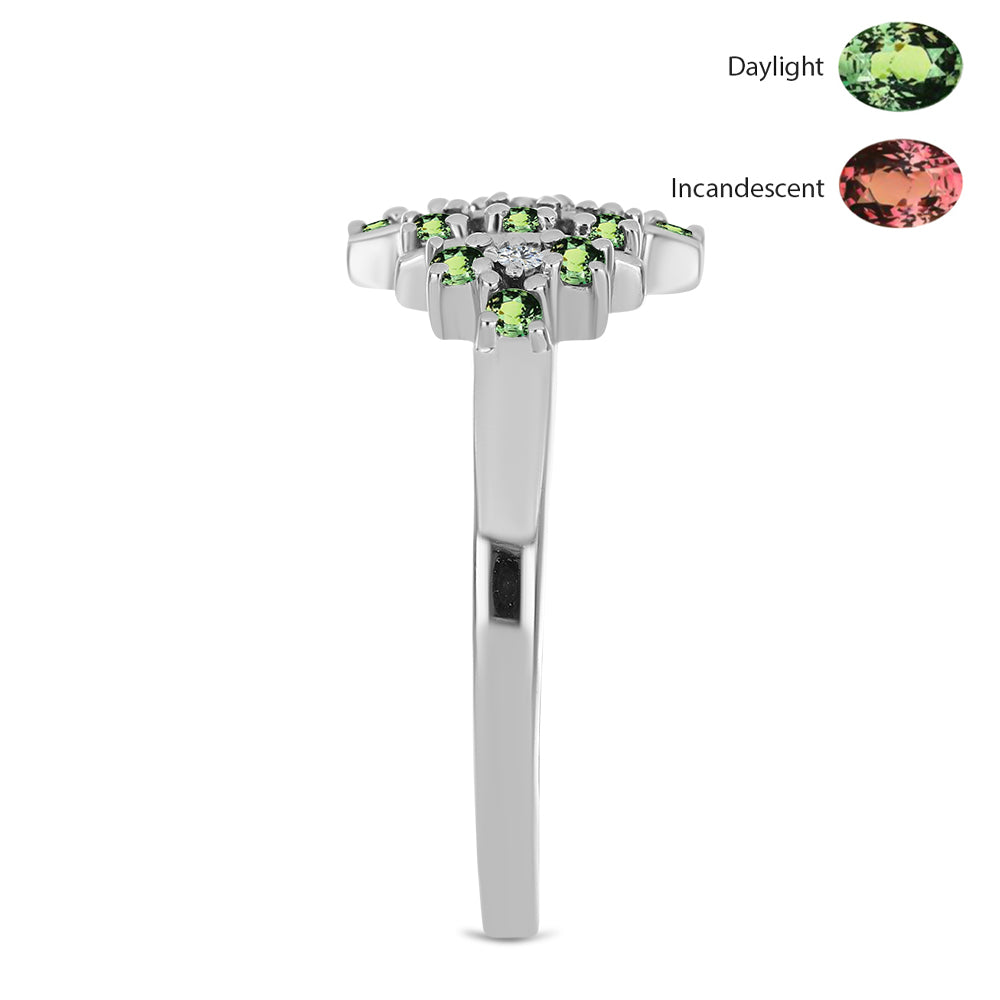 Ezüst Gyűrű Természetes Alexandrittal és Fehér Topázzal