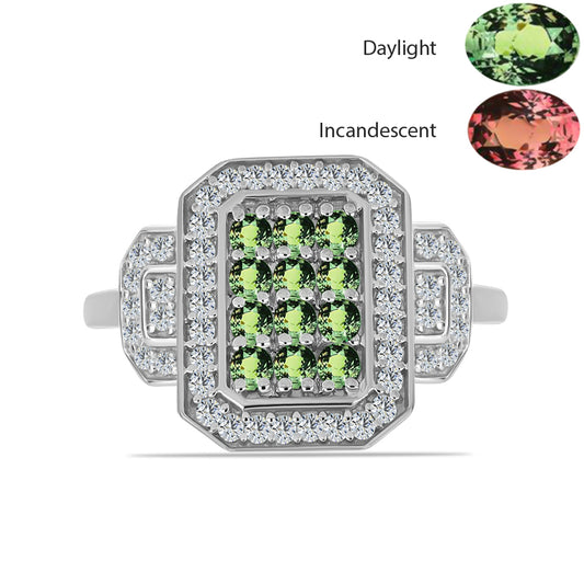 Ezüst Gyűrű Természetes Alexandrittal és Fehér Topázzal