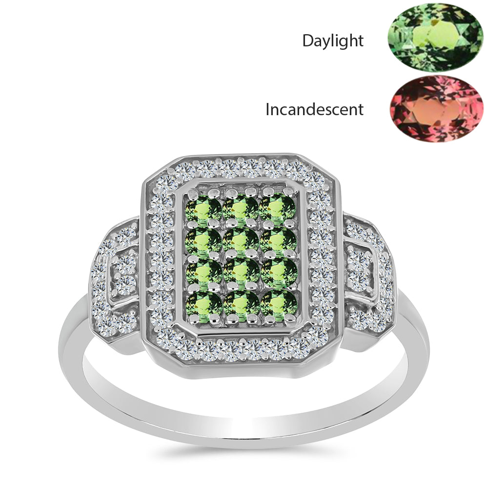 Ezüst Gyűrű Természetes Alexandrittal és Fehér Topázzal 3 