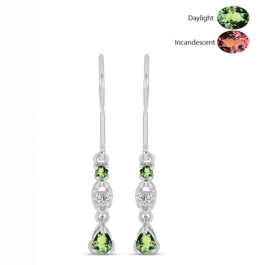 Ezüst Fülbevaló Természetes Alexandrittal és Fehér Topázzal