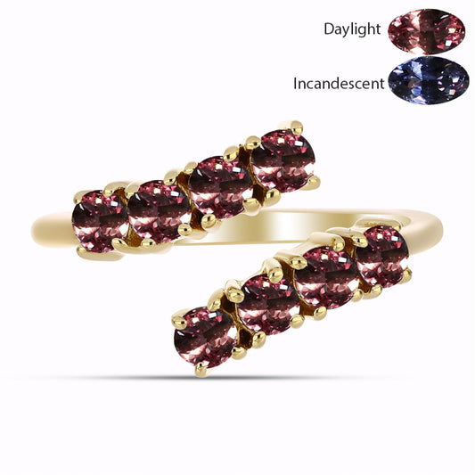 Arannyal Bevont Ezüst Gyűrű Tsivory Színváltós Gránáttal