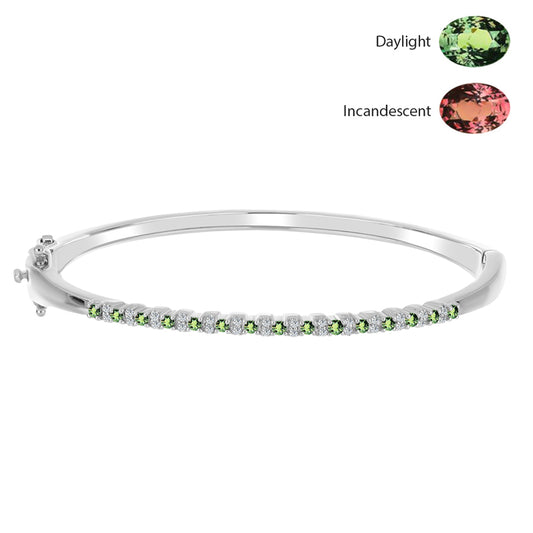 Ezüst Karperec Természetes Alexandrittal és Fehér Topázzal