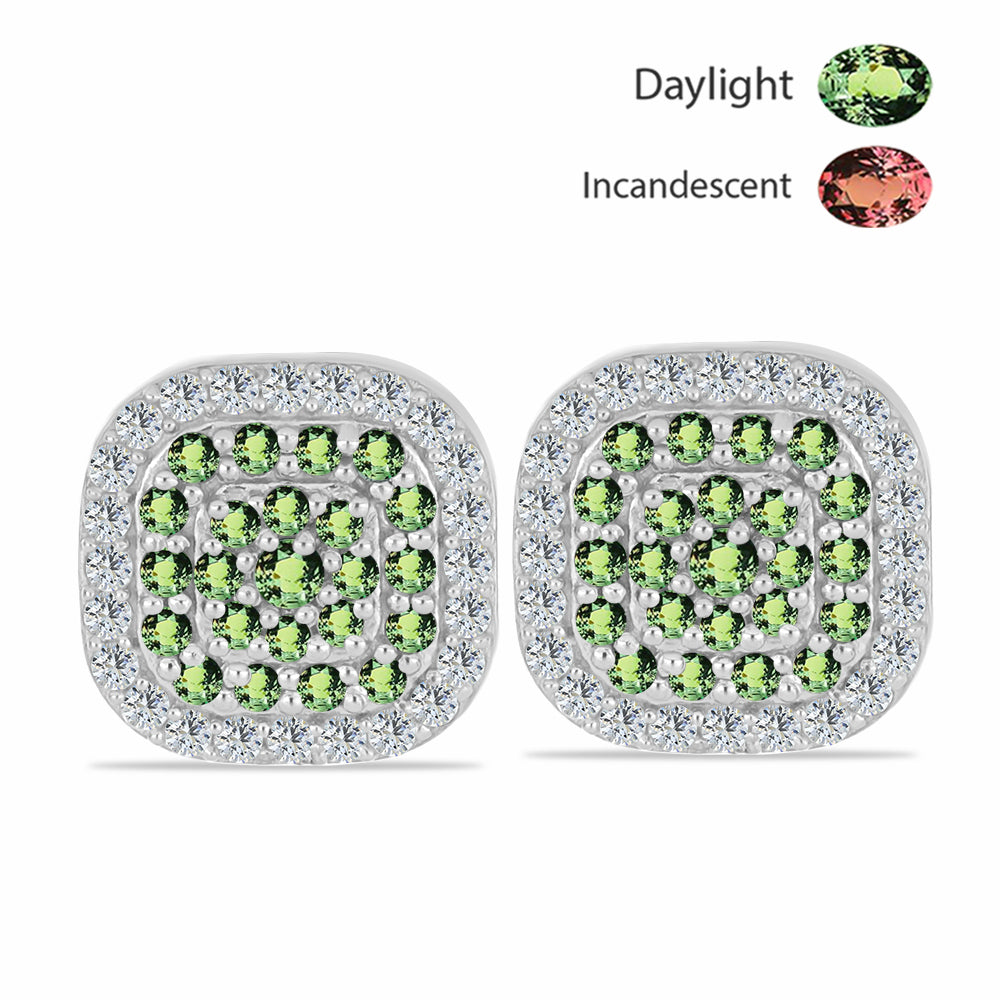 Ezüst Fülbevaló Természetes Alexandrittal és Fehér Topázzal 1 