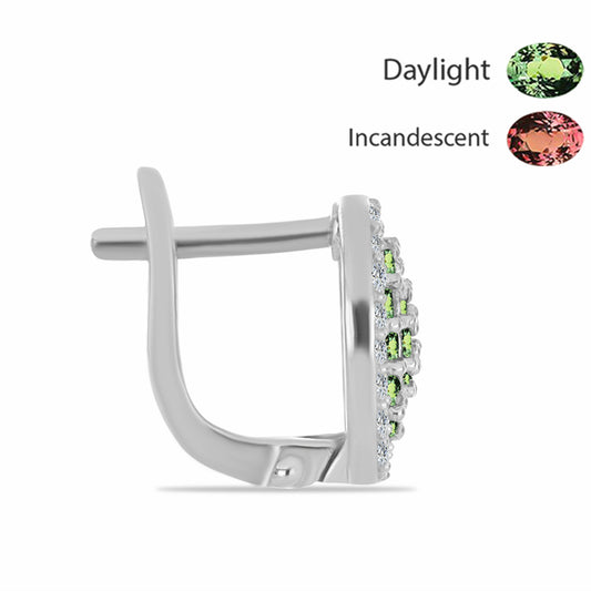 Ezüst Fülbevaló Természetes Alexandrittal és Fehér Topázzal