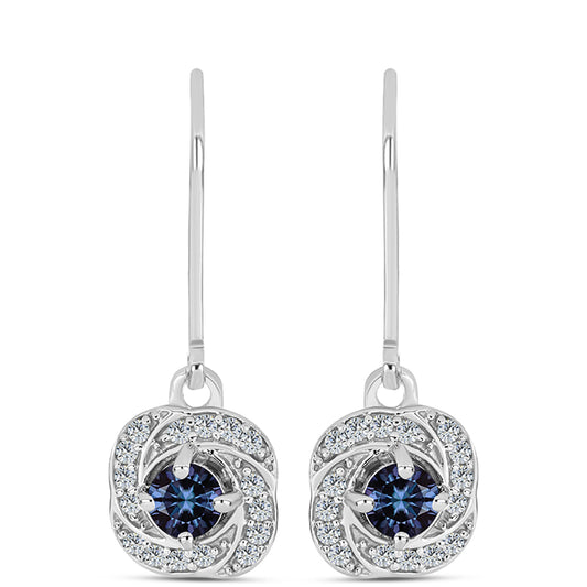 Ezüst Fülbevaló "Császár Lila" Moissanite-tel és Fehér Topázzal