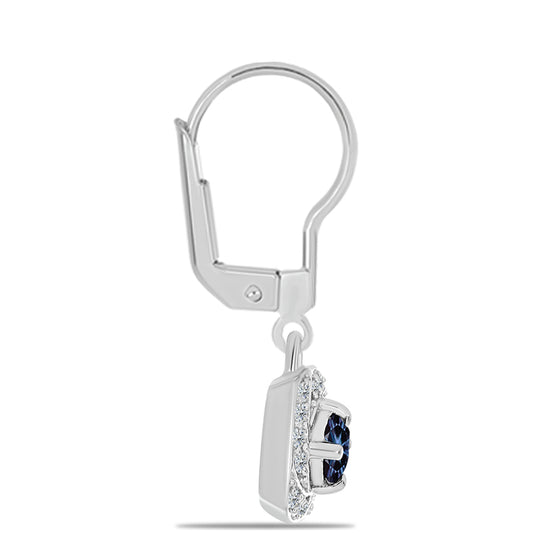 Ezüst Fülbevaló "Császár Lila" Moissanite-tel és Fehér Topázzal