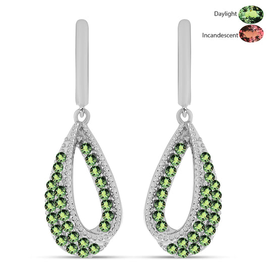 Ezüst Fülbevaló Természetes Alexandrittal