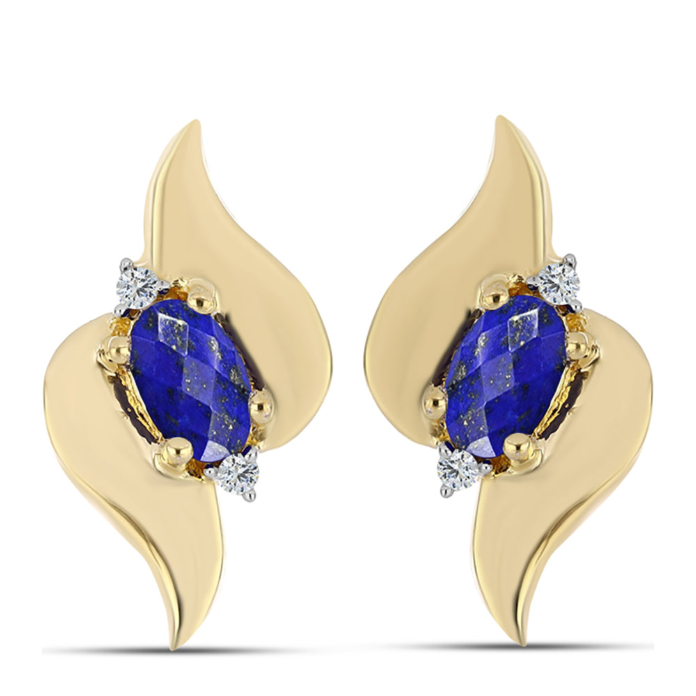 Arannyal Bevont Ezüst Fülbevaló Lapisz Lazulival és Fehér Topázzal 1 