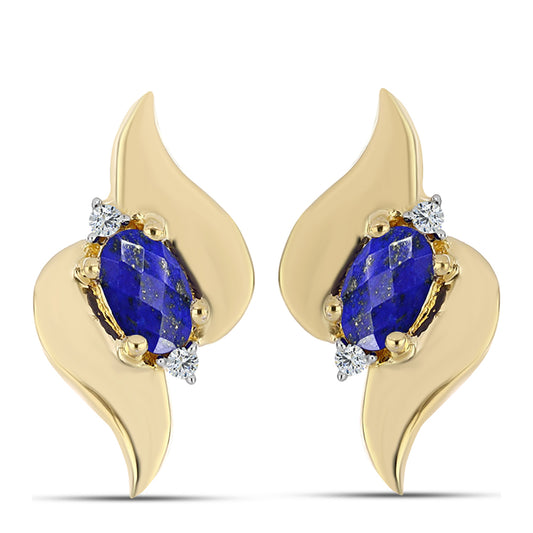 Arannyal Bevont Ezüst Fülbevaló Lapisz Lazulival és Fehér Topázzal