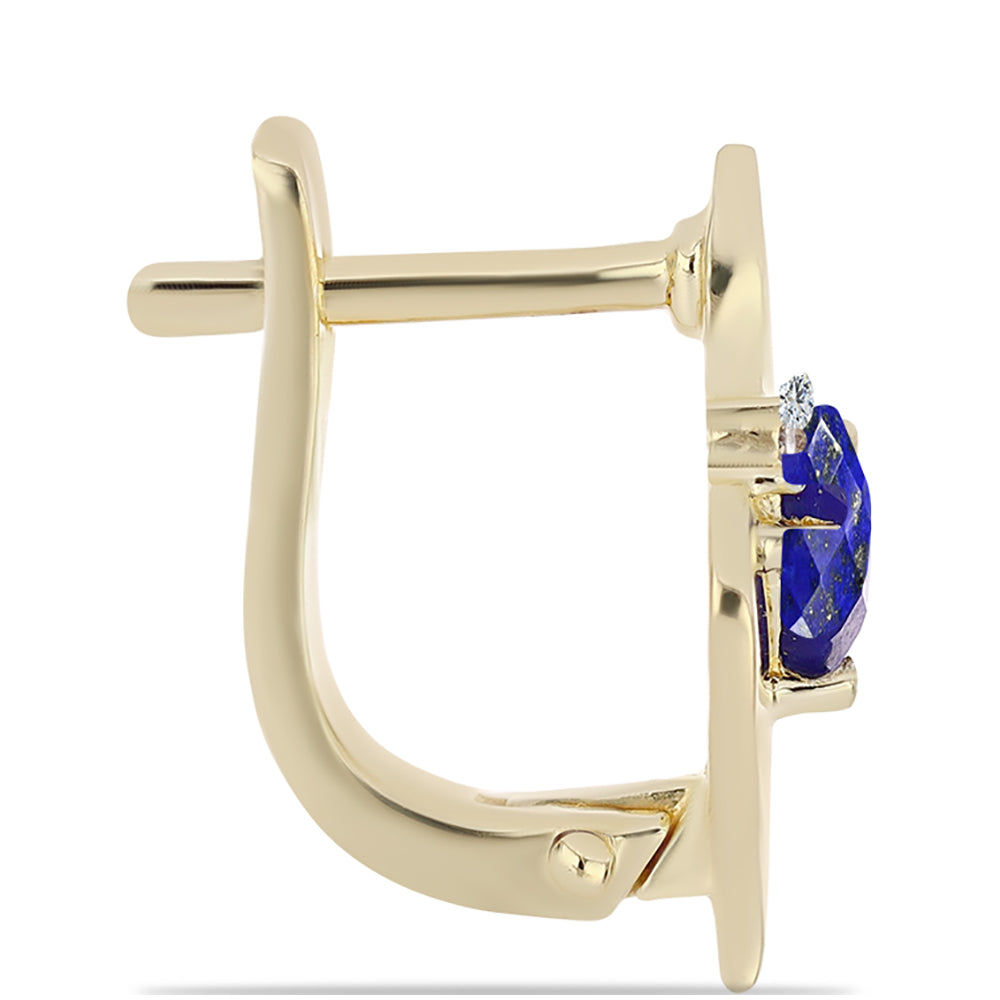 Arannyal Bevont Ezüst Fülbevaló Lapisz Lazulival és Fehér Topázzal 2 