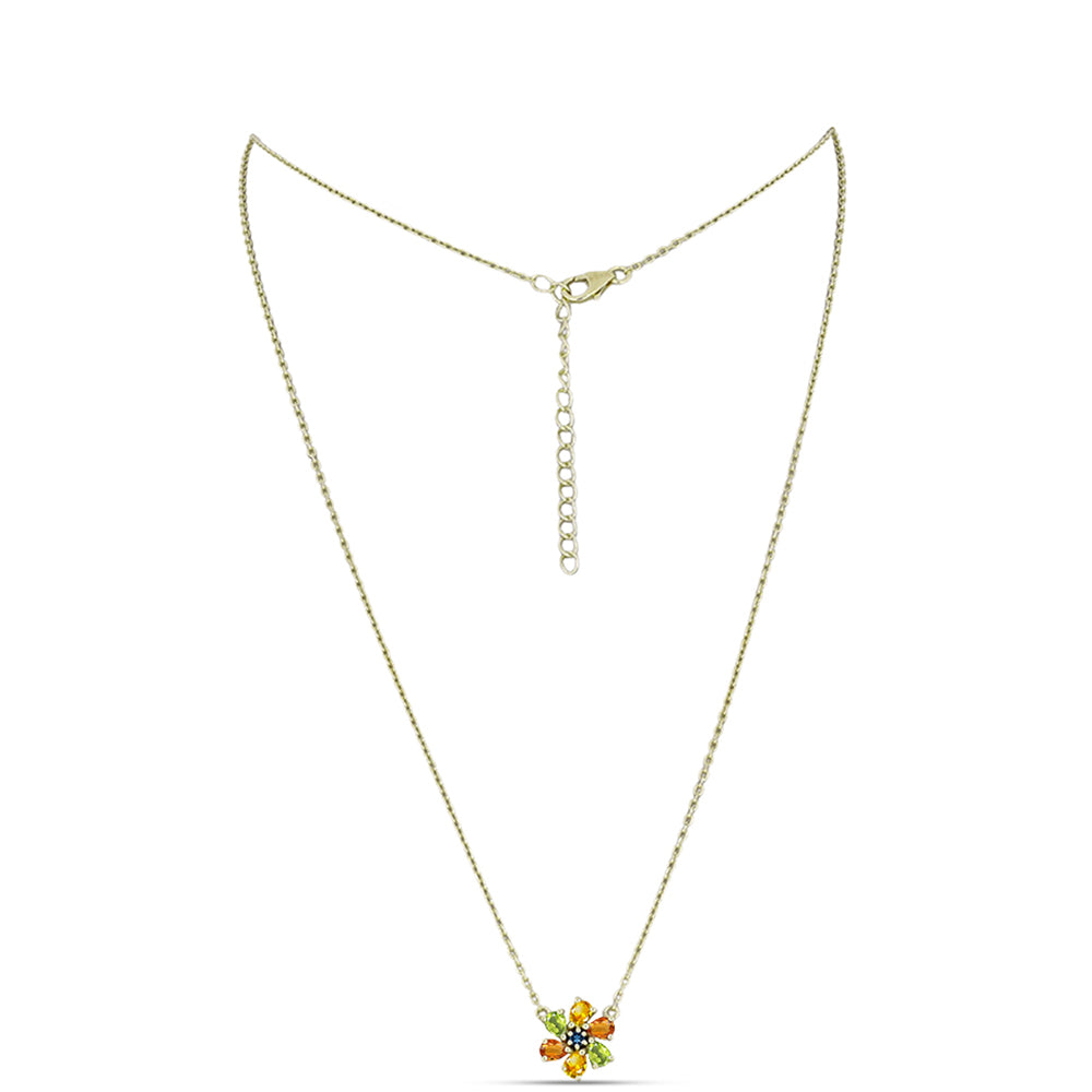 Arannyal Bevont Ezüst Nyaklánc Szivárvány Zafírral 1 