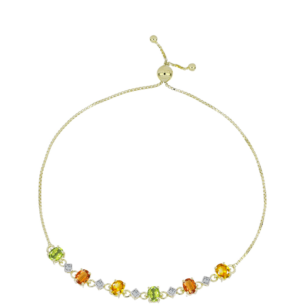 Arannyal Bevont Ezüst Karkötő Szivárvány Zafírral és Fehér Topázzal 1 