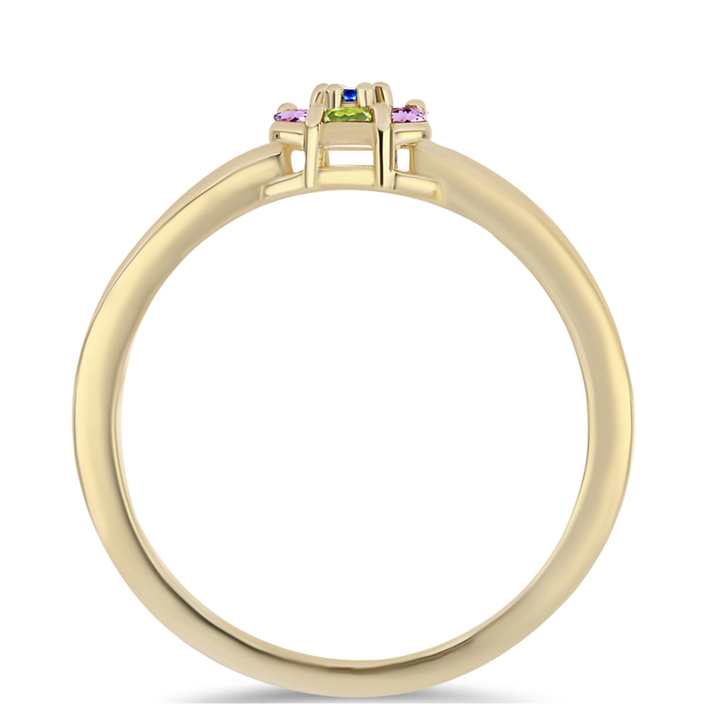 Arannyal Bevont Ezüst Gyűrű Szivárvány Zafírral