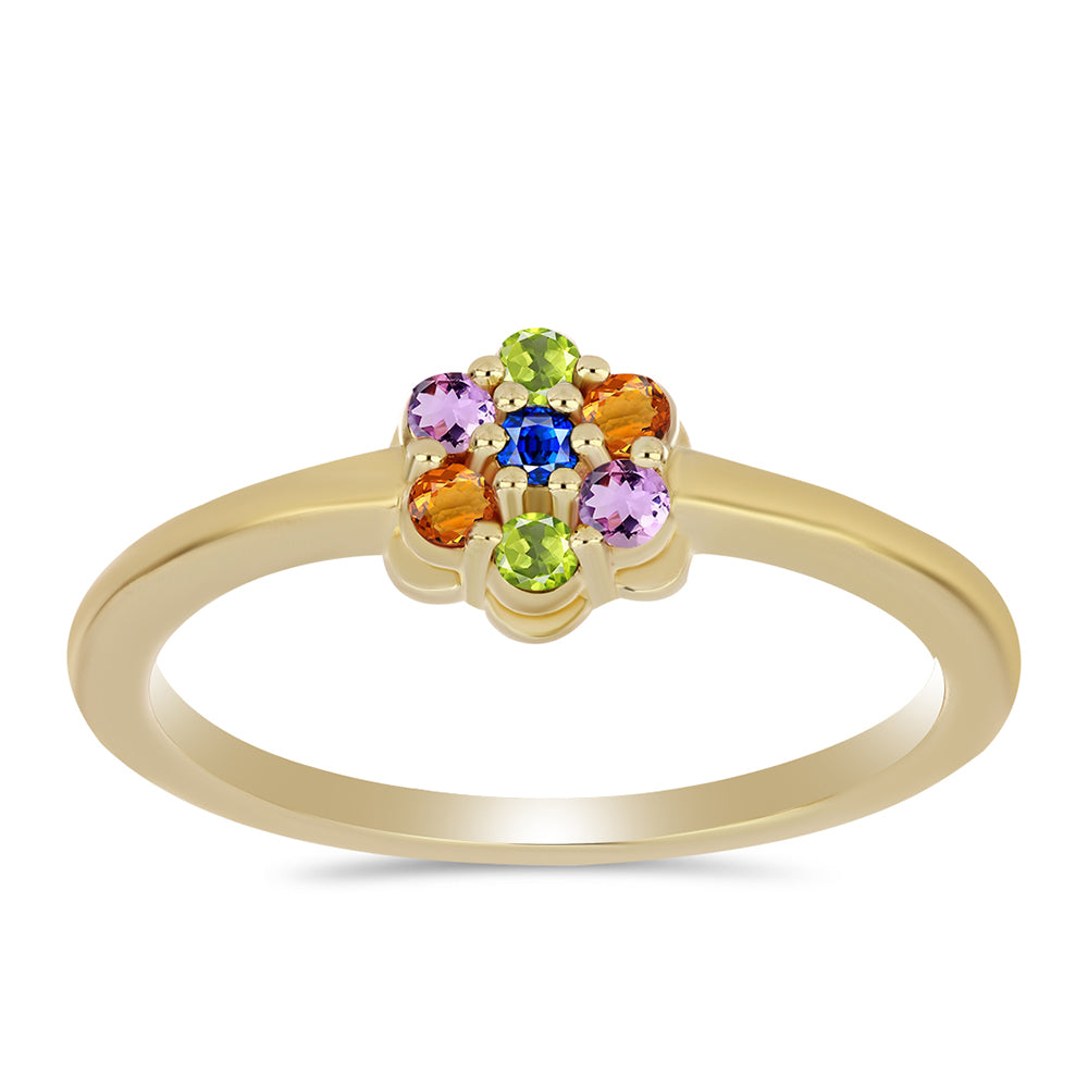 Arannyal Bevont Ezüst Gyűrű Szivárvány Zafírral 1 