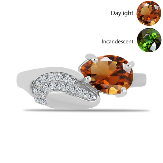 Ezüst Gyűrű Minősített laboratóriumban előállított Anatóliai Zultanit-tal és Fehér Topázzal