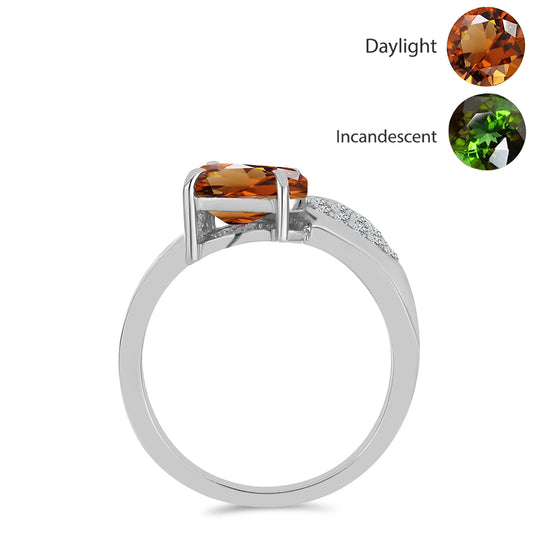Ezüst Gyűrű Minősített laboratóriumban előállított Anatóliai Zultanit-tal és Fehér Topázzal