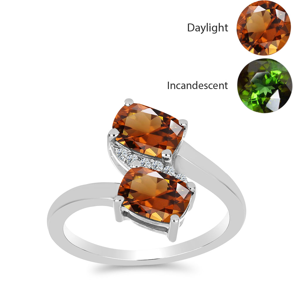 Ezüst Gyűrű Minősített laboratóriumban előállított Anatóliai Zultanit-tal és Fehér Topázzal