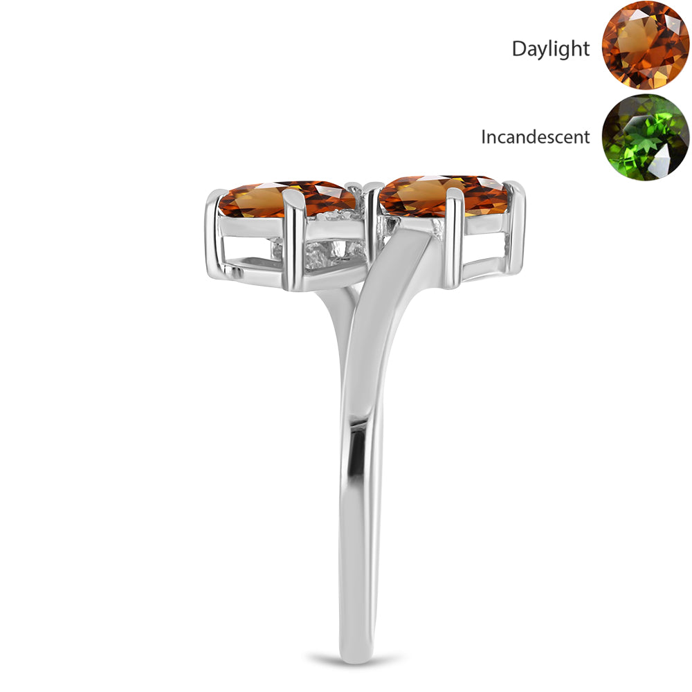 Ezüst Gyűrű Minősített laboratóriumban előállított Anatóliai Zultanit-tal és Fehér Topázzal 4 