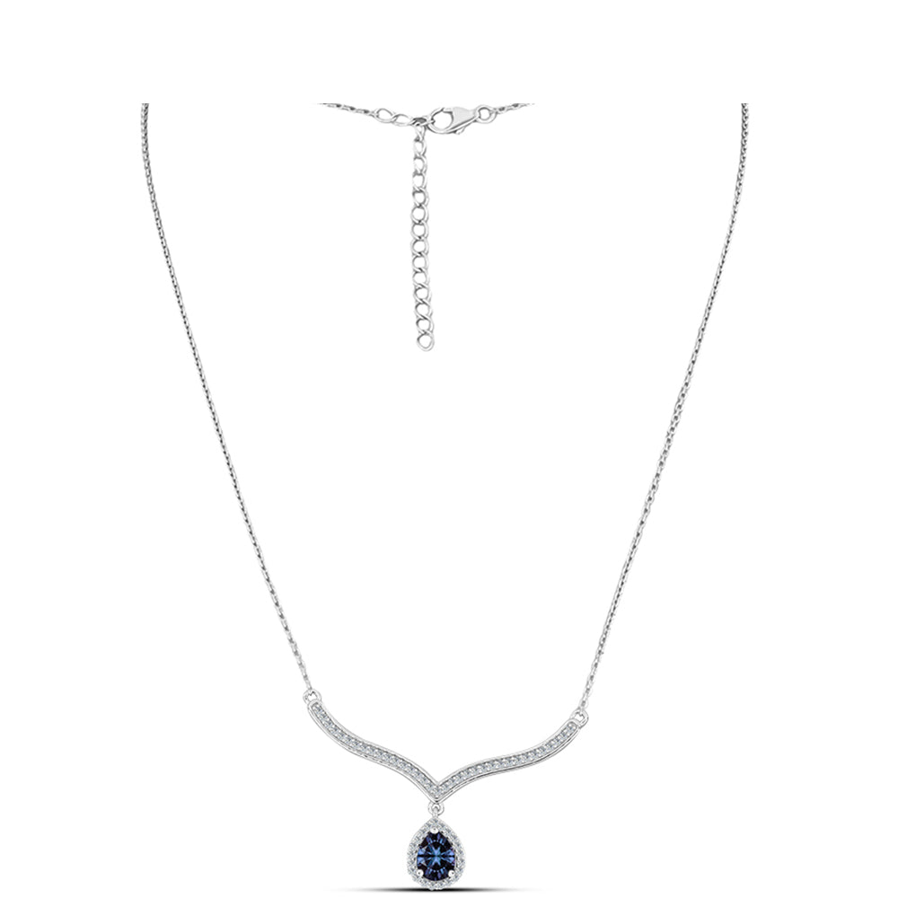 Ezüst Nyaklánc "Császár Lila" Moissanite-tel és Fehér Topázzal 1 