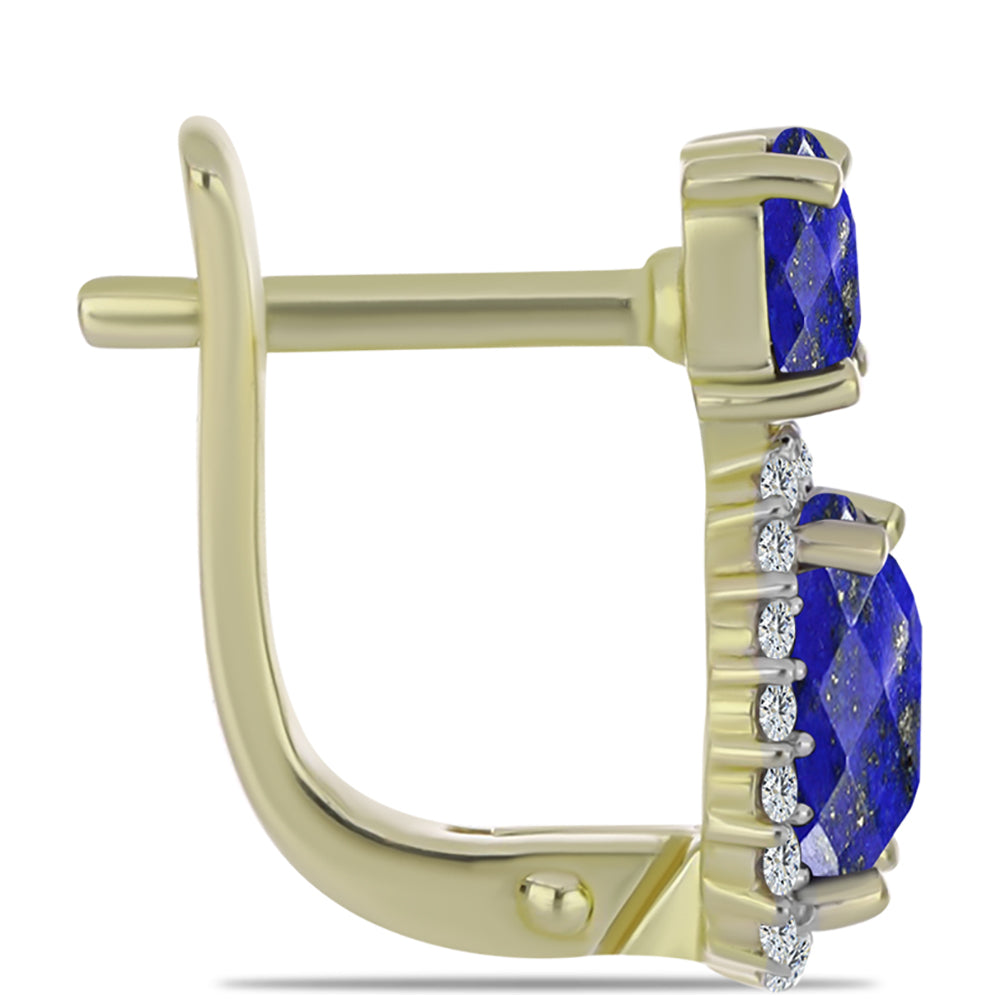Arannyal Bevont Ezüst Fülbevaló Lapisz Lazulival és Fehér Topázzal 2 