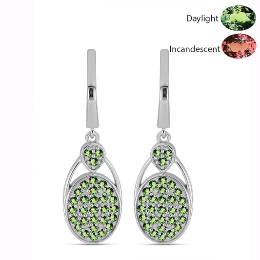 Ezüst Fülbevaló Természetes Alexandrittal