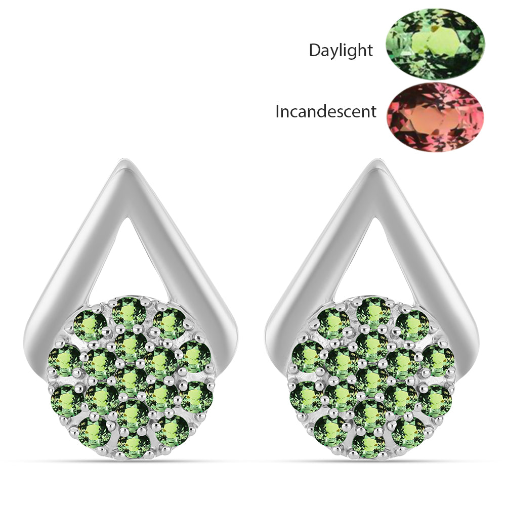 Ezüst Fülbevaló Természetes Alexandrittal