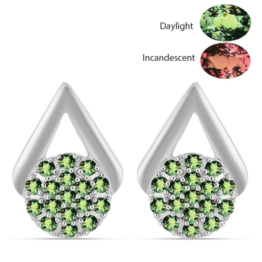 Ezüst Fülbevaló Természetes Alexandrittal