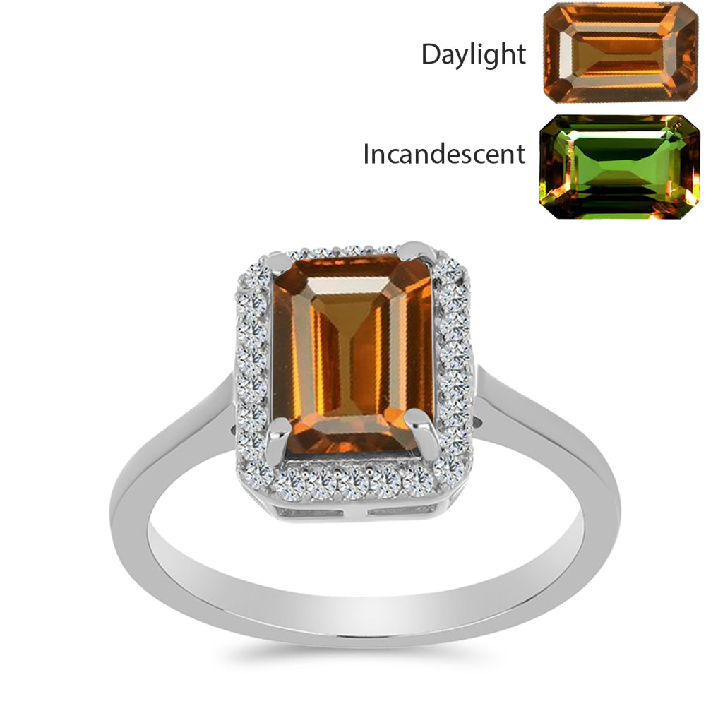 Ezüst Gyűrű Minősített laboratóriumban előállított Anatóliai Zultanit-tal és Fehér Topázzal 3 