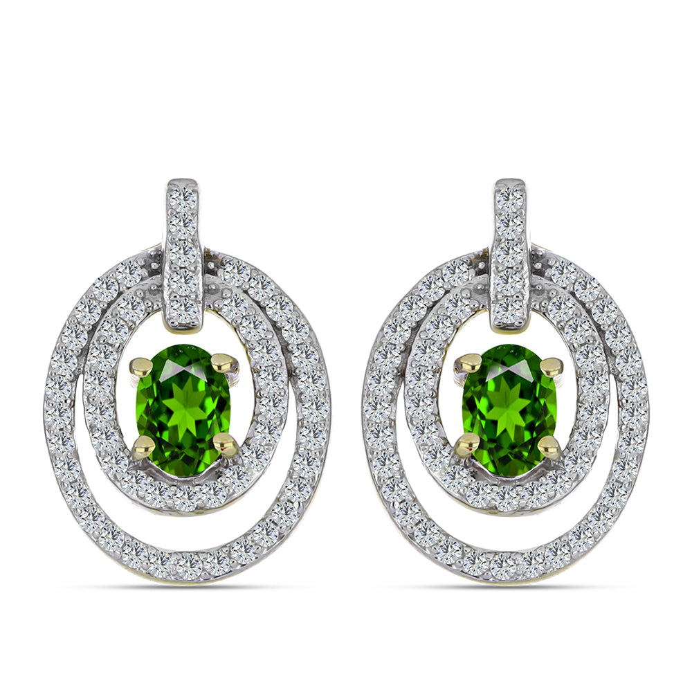 Arannyal Bevont Ezüst Fülbevaló Szivárvány Zafírral és Fehér Topázzal 1 