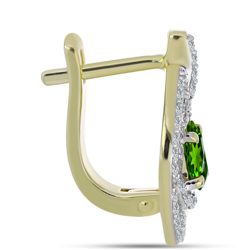 Arannyal Bevont Ezüst Fülbevaló Szivárvány Zafírral és Fehér Topázzal