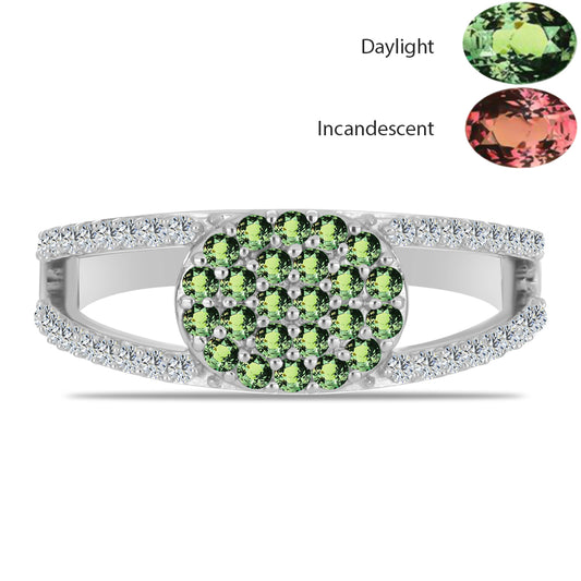 Ezüst Gyűrű Természetes Alexandrittal és Fehér Topázzal