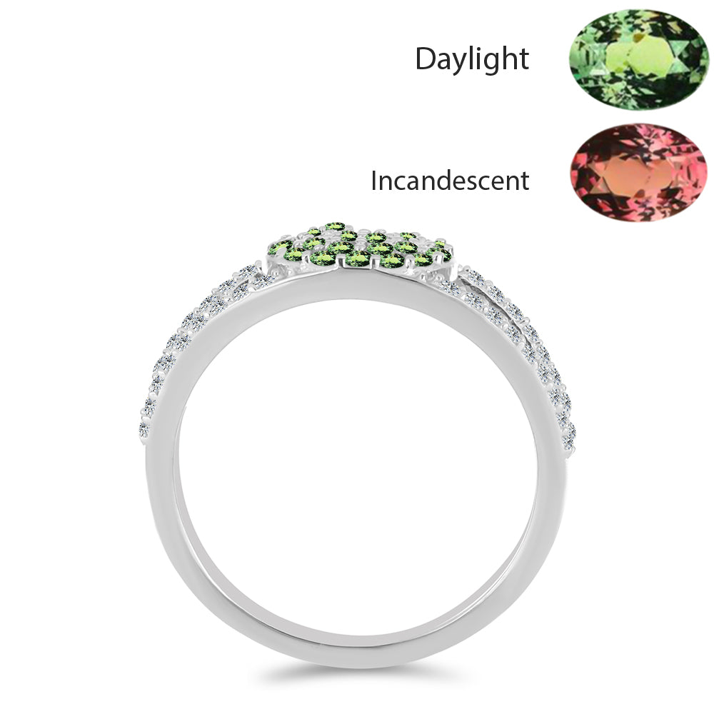 Ezüst Gyűrű Természetes Alexandrittal és Fehér Topázzal 2 