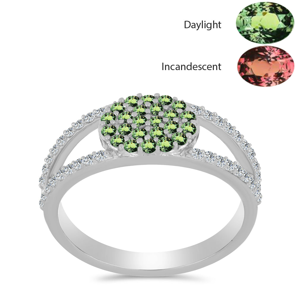 Ezüst Gyűrű Természetes Alexandrittal és Fehér Topázzal 3 