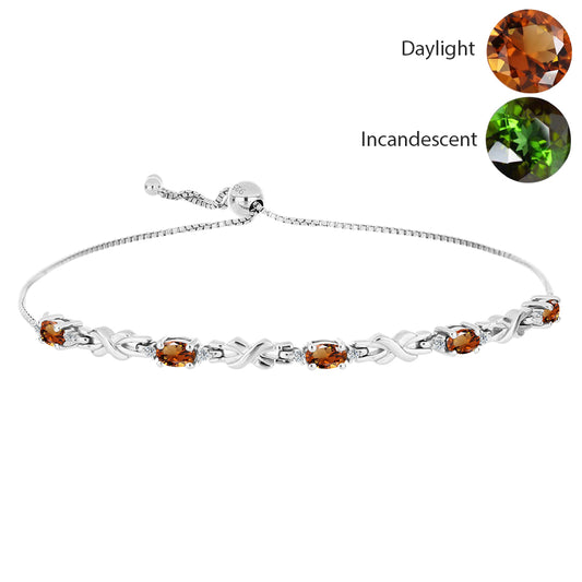 Ezüst Karkötő Minősített laboratóriumban előállított Anatóliai Zultanit-tal és Fehér Topázzal