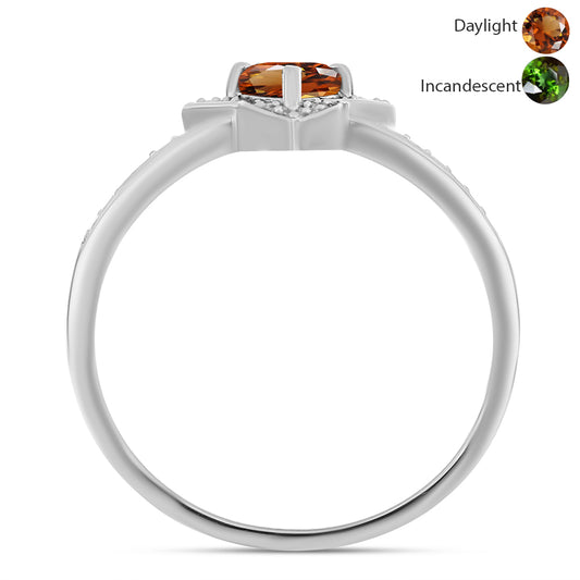 Ezüst Gyűrű Minősített laboratóriumban előállított Anatóliai Zultanit-tal és Fehér Topázzal