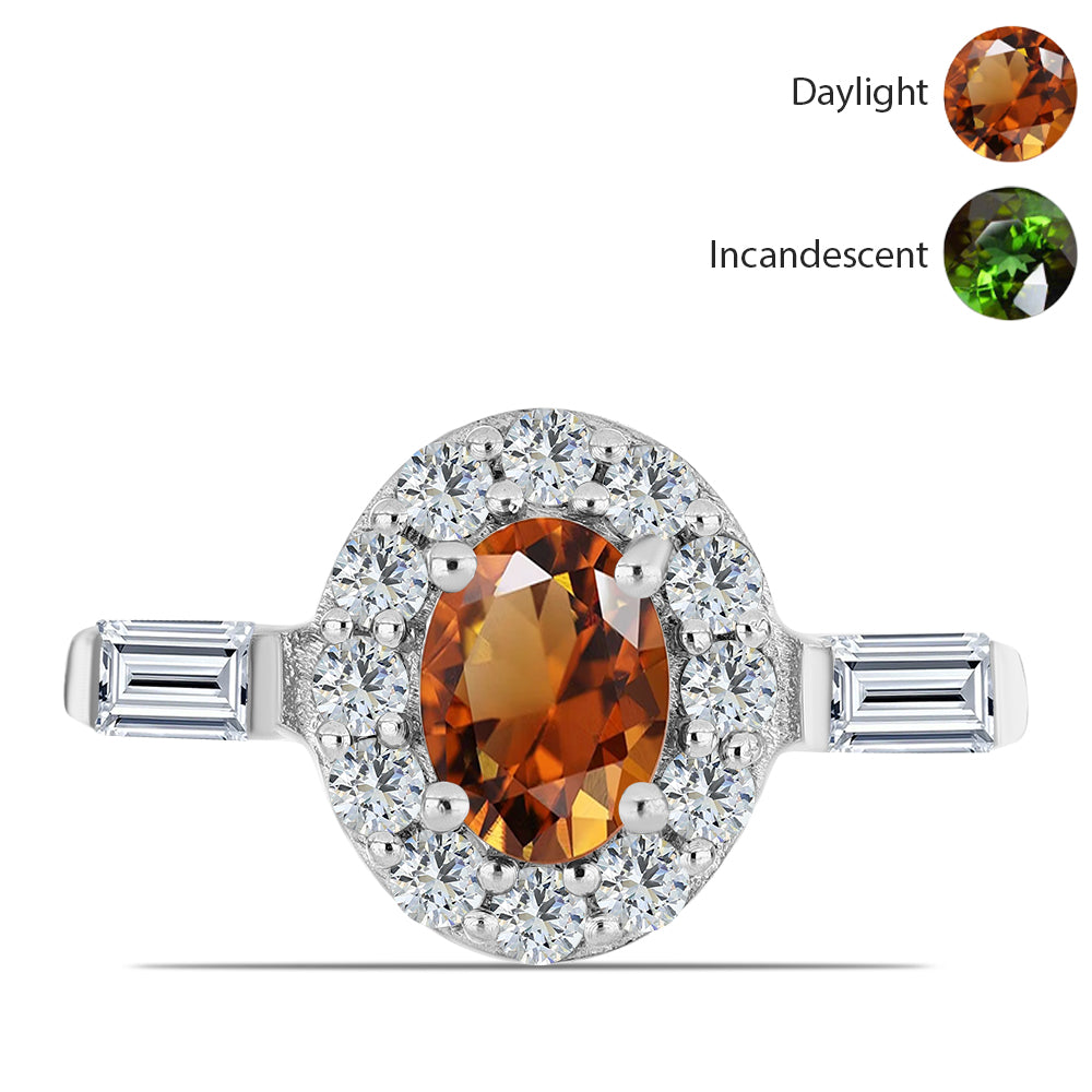 Ezüst Gyűrű Minősített laboratóriumban előállított Anatóliai Zultanit-tal és Fehér Topázzal