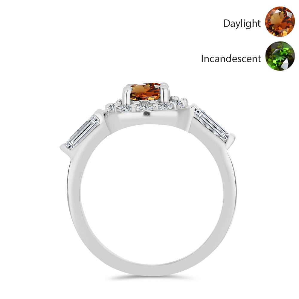 Ezüst Gyűrű Minősített laboratóriumban előállított Anatóliai Zultanit-tal és Fehér Topázzal 2 